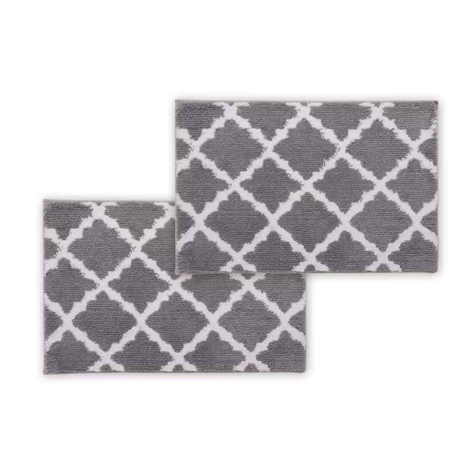Bibb Home 1-2 Pack Trellis Micro Shag Bath Rugs 17" X 24"