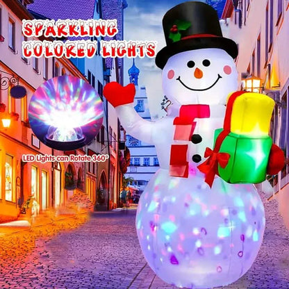 5FT Rotating Christmas Inflatable Snowman Decoration with 360° Colorful LED Lights