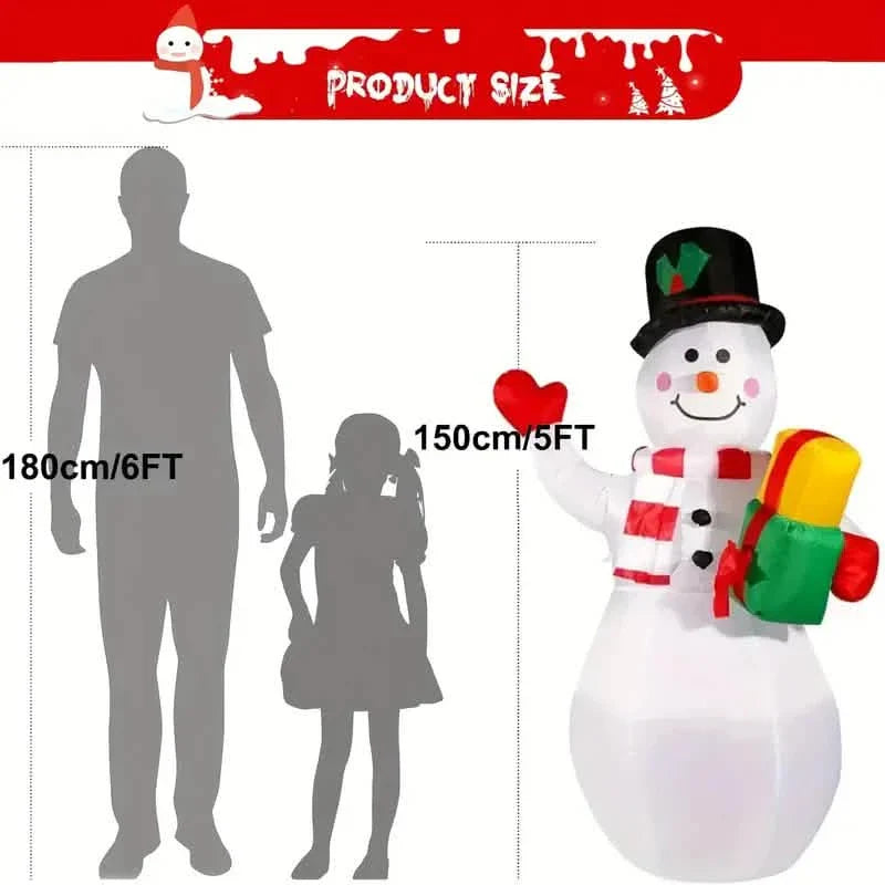 5FT Rotating Christmas Inflatable Snowman Decoration with 360° Colorful LED Lights