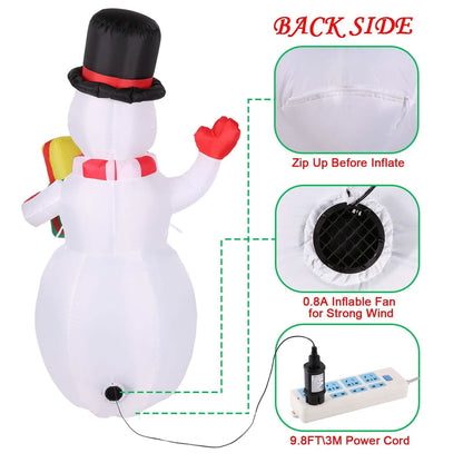 5FT Snowman Inflatable Outdoor Decoration Rotating LED Lights