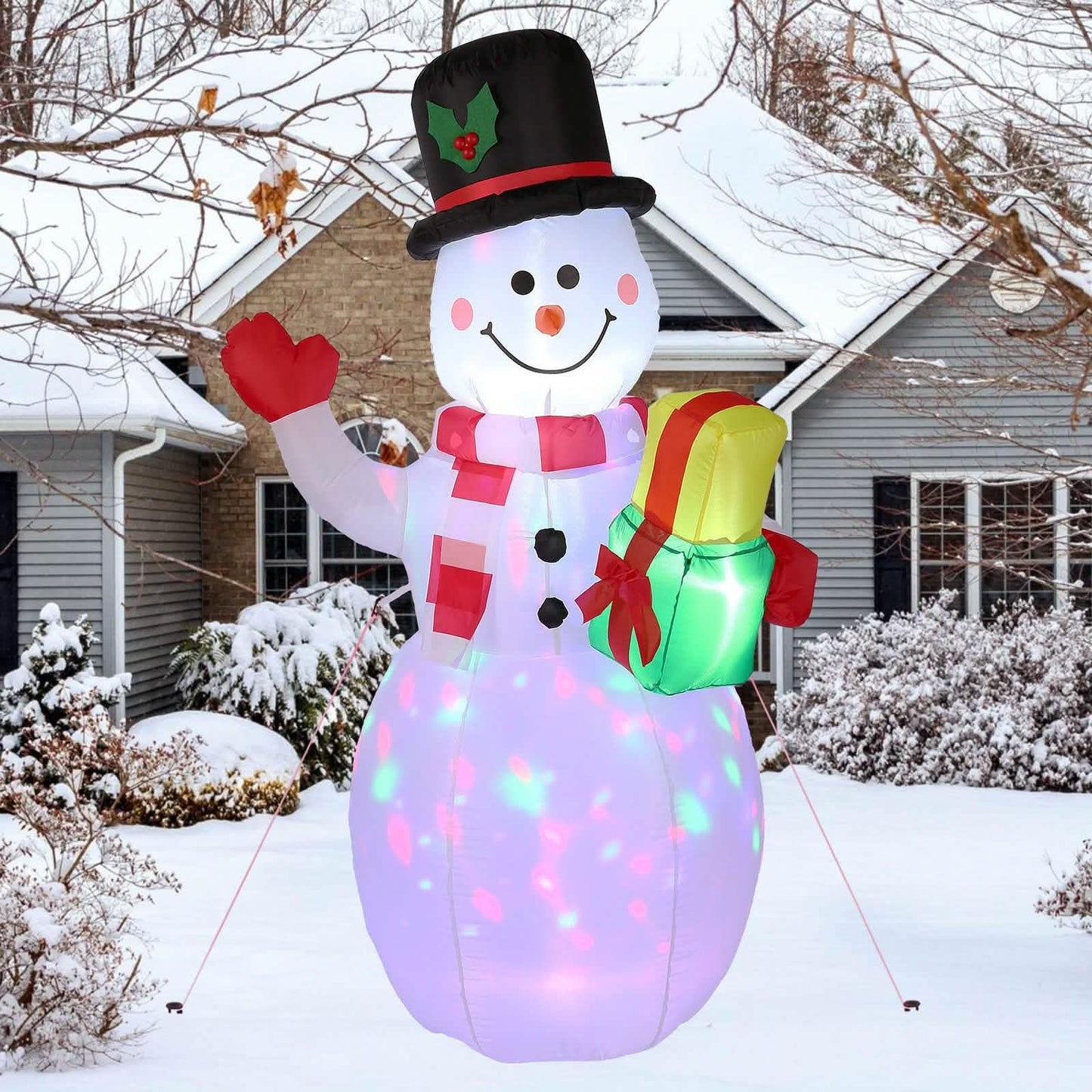 5FT Snowman Inflatable Outdoor Decoration Rotating LED Lights
