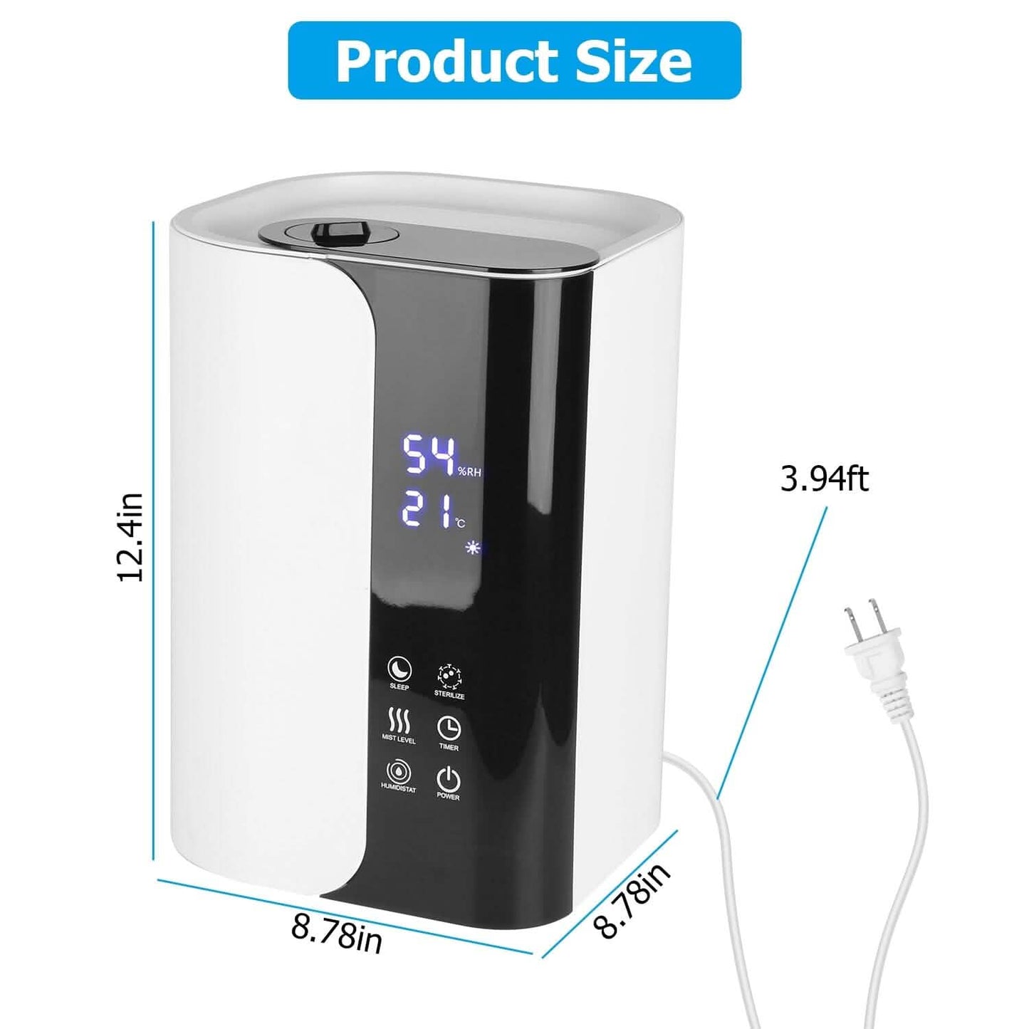 5L Gal Humidifier Top Fill Cool Mist with Essential Oils Diffuser Filter