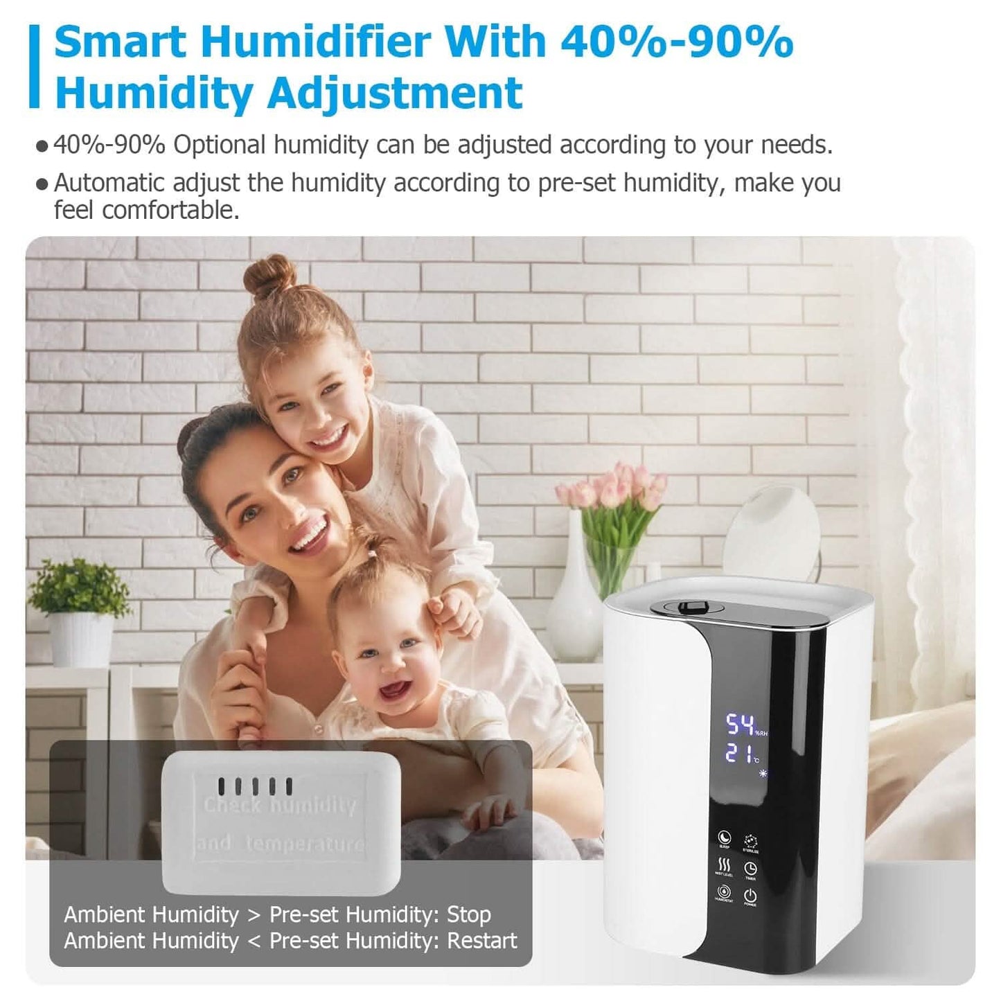 5L Gal Humidifier Top Fill Cool Mist with Essential Oils Diffuser Filter