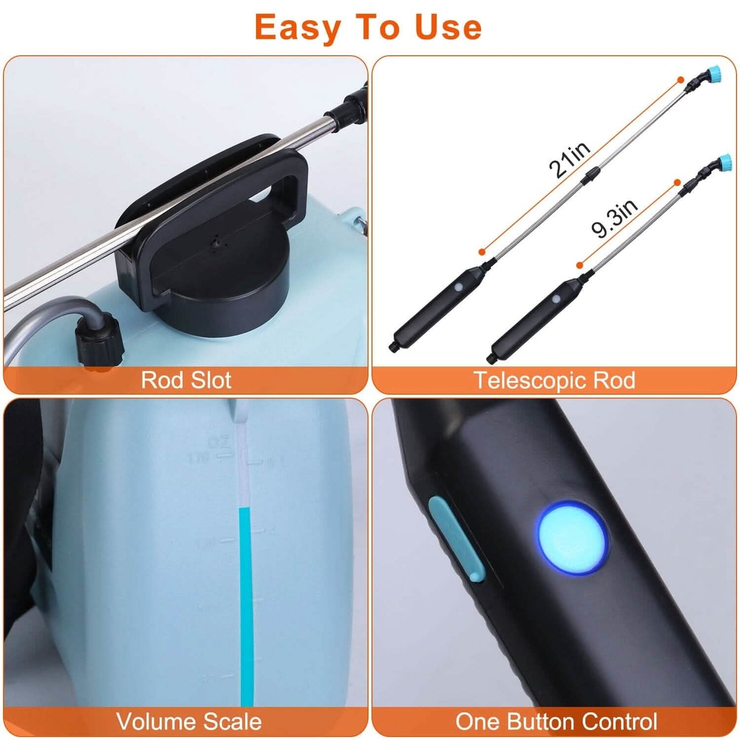 5L/1/3 Gallon Electric Plant Sprayer Telescopic Rechargeable with 3 Spray Sprouts