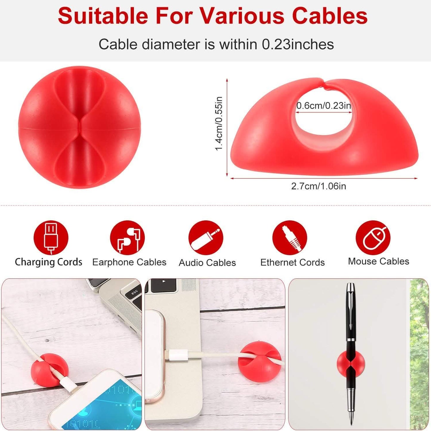 6-Pack: Cable Clips Adhesive Wire Cord Clamps
