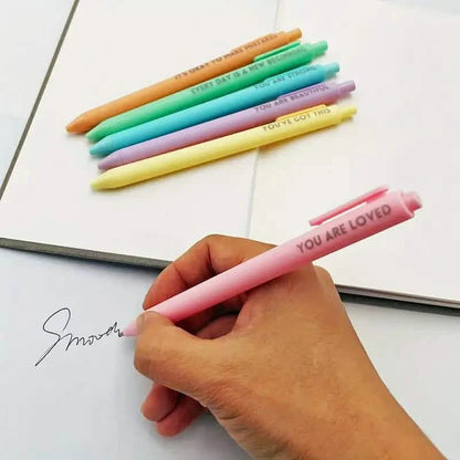 6-Pack: Motivational Rollerball Pens - Positive Message Writing Pens for Journaling
