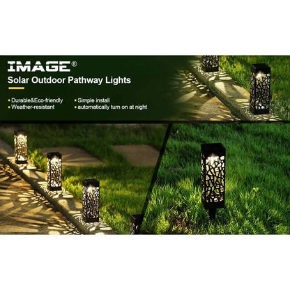6-Pack: Outdoor Solar Light Powered Garden Pathway Lights Waterproof Hollow with Ground Spike