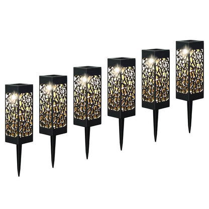 6-Pack: Outdoor Solar Light Powered Garden Pathway Lights Waterproof Hollow with Ground Spike