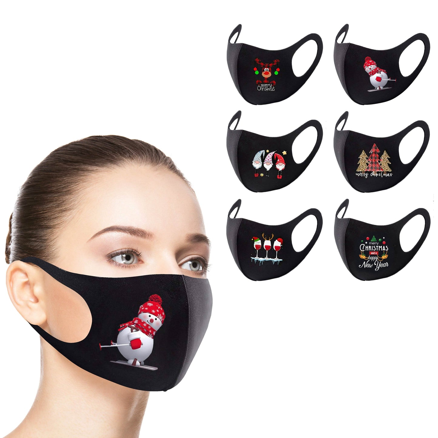 6-Pack: Reusable Holiday-Themed Face Masks