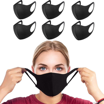 6-Pack: Reusable Washable Non-Medical Black Masks