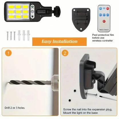 6-Pack: Solar Powered Motion Sensor Outdoor Garden Light with 108 COB LED Lights