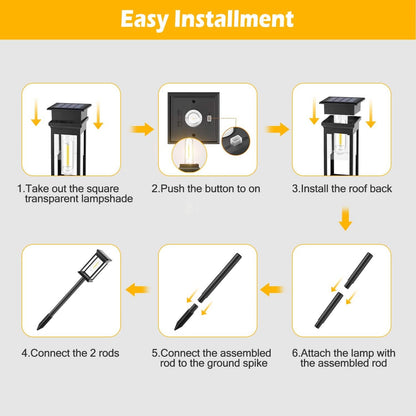 6-Pack: Solar Powered Stake Light IP65 Waterproof Auto On Off