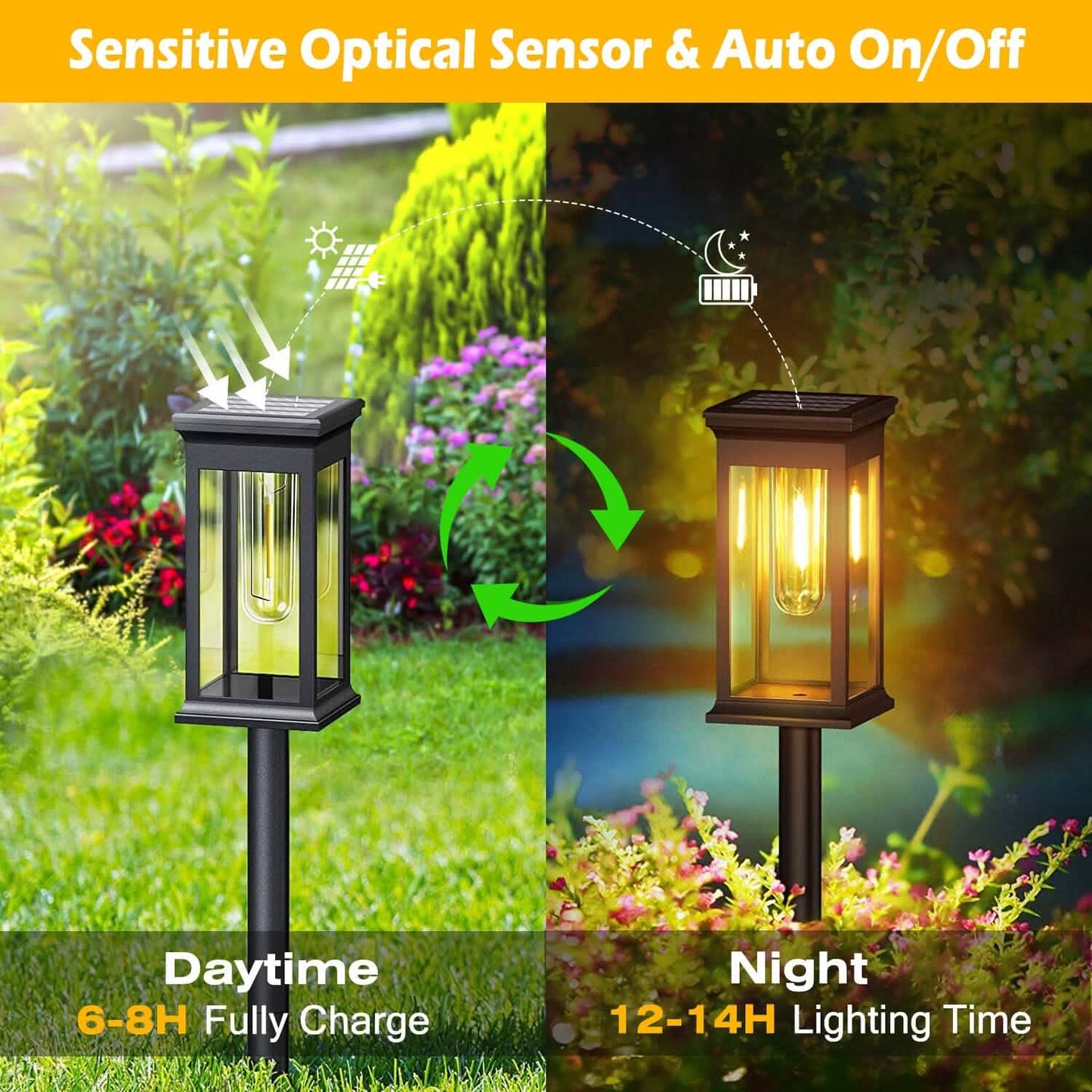 6-Pack: Solar Powered Stake Light IP65 Waterproof Auto On Off