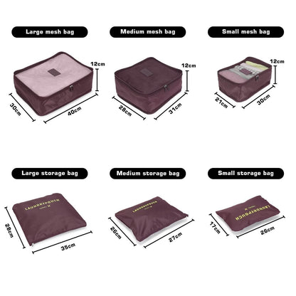 6-Pack: Travel Storage Bag Set Packing Cube Organizer