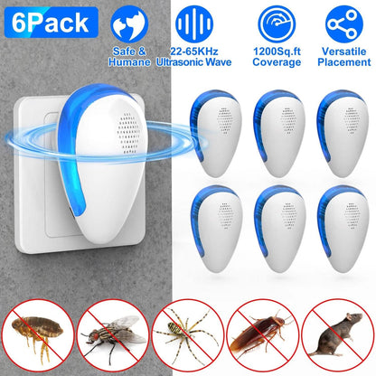 6-Pack: Ultrasonic Pest Repeller Indoor Plug in Bug Repellent