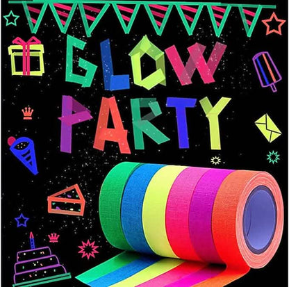 6-Pack: UV Gaffer Fluorescent Party Tape Blacklight Reactive Glow In The Dark Tape