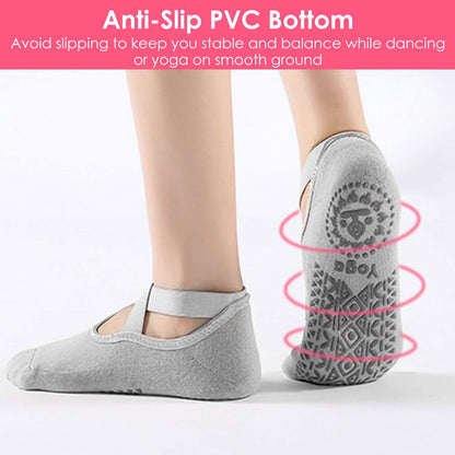 6-Pack: Women Yoga Socks with Straps Non-Slip Grips