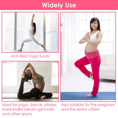 6-Pack: Women Yoga Socks with Straps Non-Slip Grips