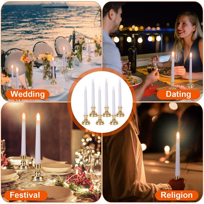 6-Packs: Flameless Taper Candles with 4 Light Modes and Remote Control