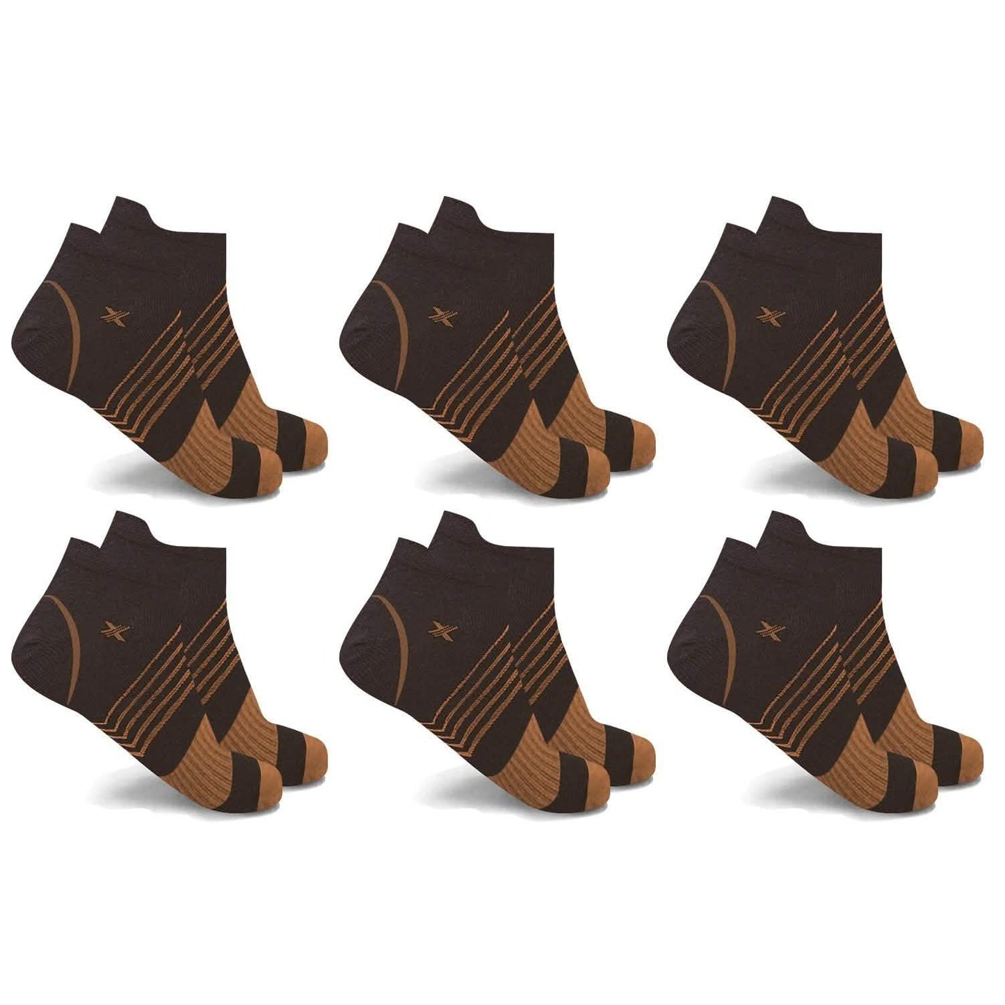 6-Pairs: Ultra V-Striped Ankle Compression Socks