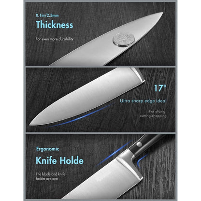 6-Piece: Aicok German Stainless Steel Kitchen Knife Set