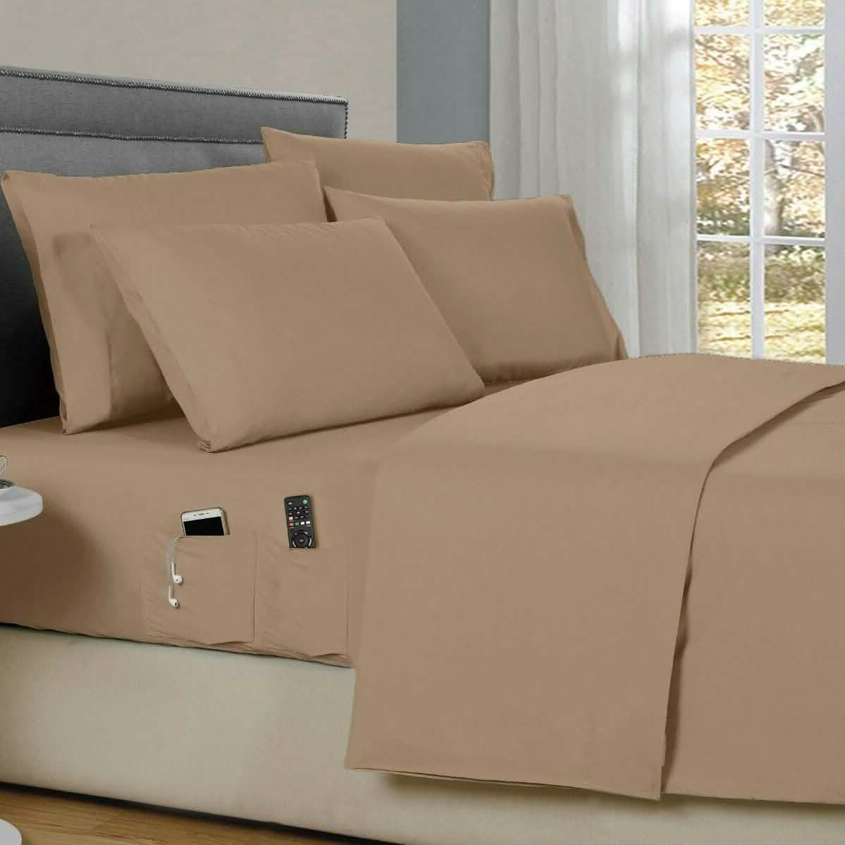 6-Piece: Bamboo Smart Sheet Set With Storage Pocket
