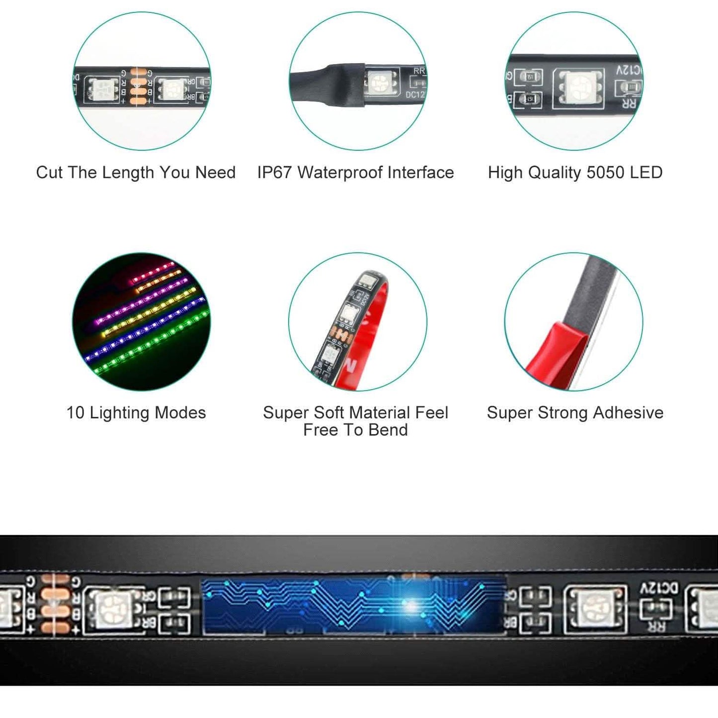 6-Piece: Motorcycle LED Light Strips