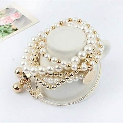 6-Piece: Multi Layer Pearl Bracelet Set