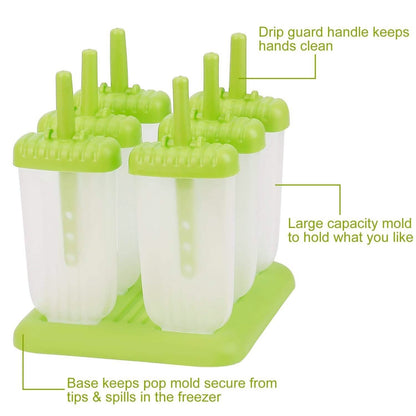 6-Piece: Popsicle Molds Reusable Ice Cream DIY Ice Pop Maker