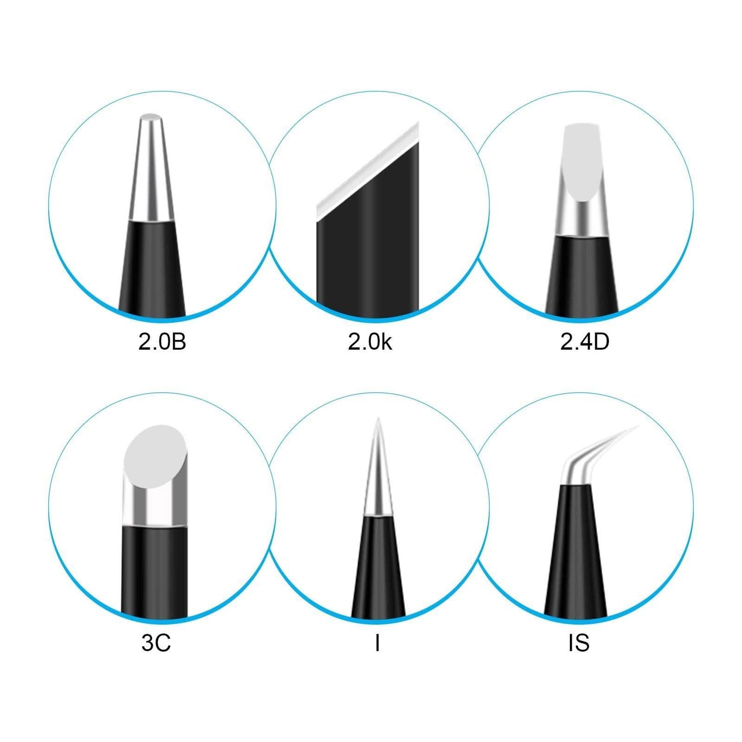 6-Piece Set: 900M-T Series Soldering Iron Tips