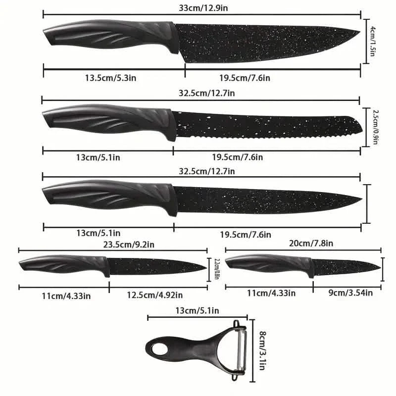 6-Piece Set: High Carbon Stainless Steel Sharp Kitchen Knives