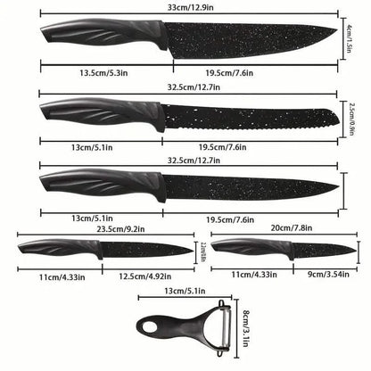 6-Piece Set: High Carbon Stainless Steel Sharp Kitchen Knives