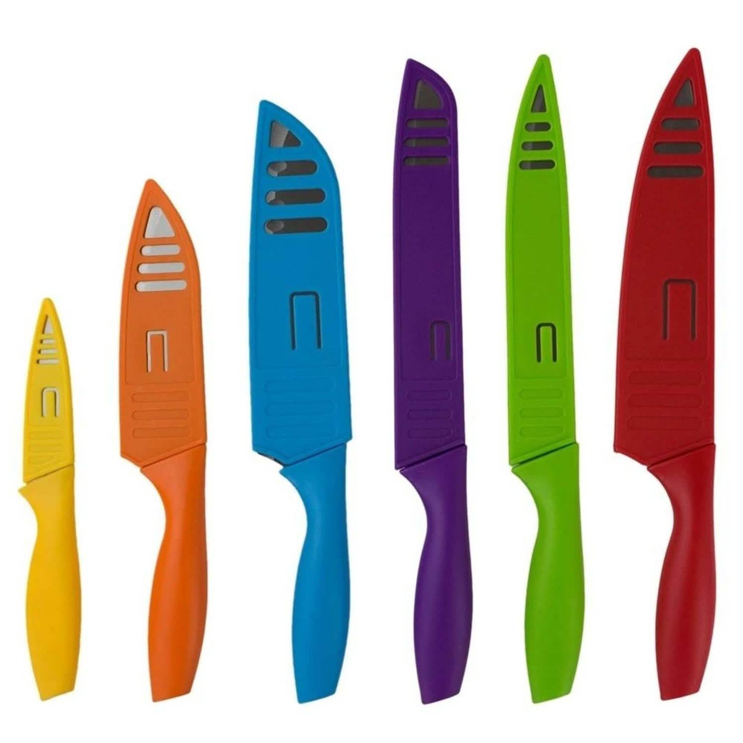 6-Piece Set: Sazon Stainless Steel Knife and Colorful Slip Covers