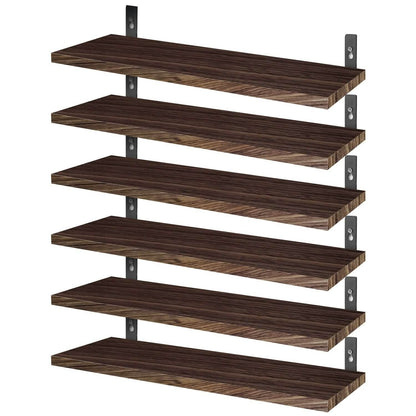 6-Piece Set: Wall Mounted Shelve Wood Storage Metal Bracket Display