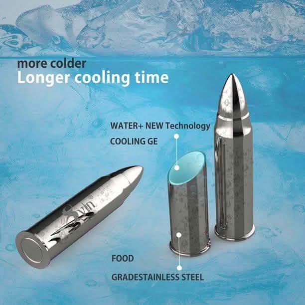 6-Piece Set: Whiskey Bullets Stainless Steel with Base