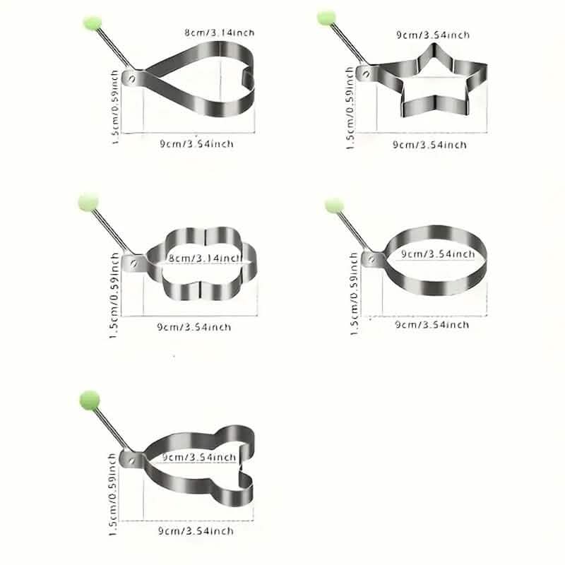 6-Pieces: Creative Stainless Steel Egg Cooking Ring Set