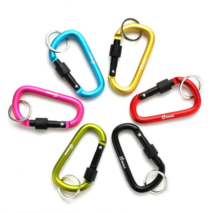 6-Pieces: D-Ring Screw Locking Carabiner Hook Clip Aluminum Camping Keychain