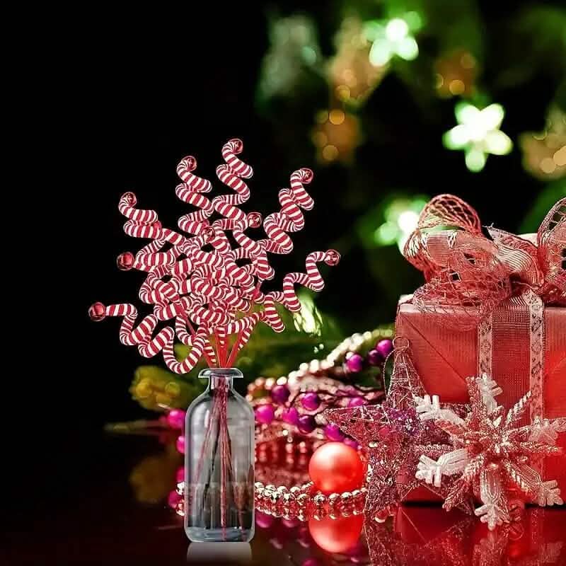 6-Pieces: Red White Candy Christmas Tree Decorations