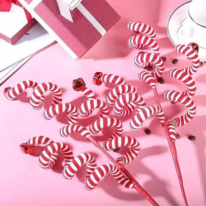 6-Pieces: Red White Candy Christmas Tree Decorations