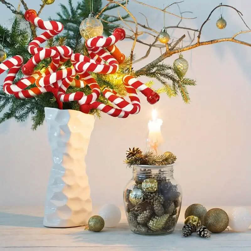 6-Pieces: Red White Candy Christmas Tree Decorations