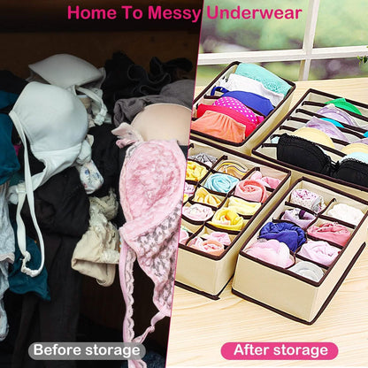 6-Pieces Set: Foldable Underwear Organizer Divider Container