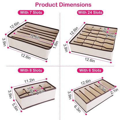 6-Pieces Set: Foldable Underwear Organizer Divider Container