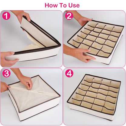 6-Pieces Set: Foldable Underwear Organizer Divider Container