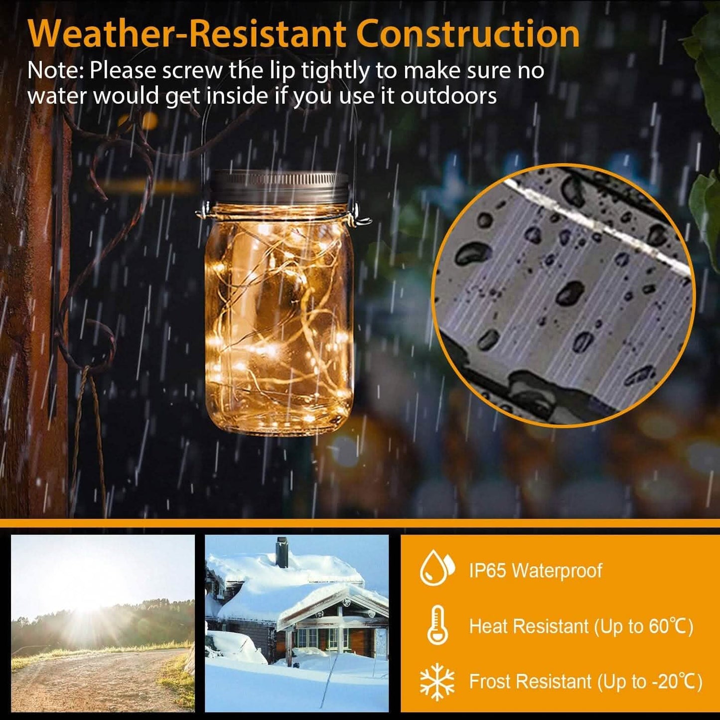 6-Pieces: Solar Powered Mason Jar Lid Lights 20 LEDs
