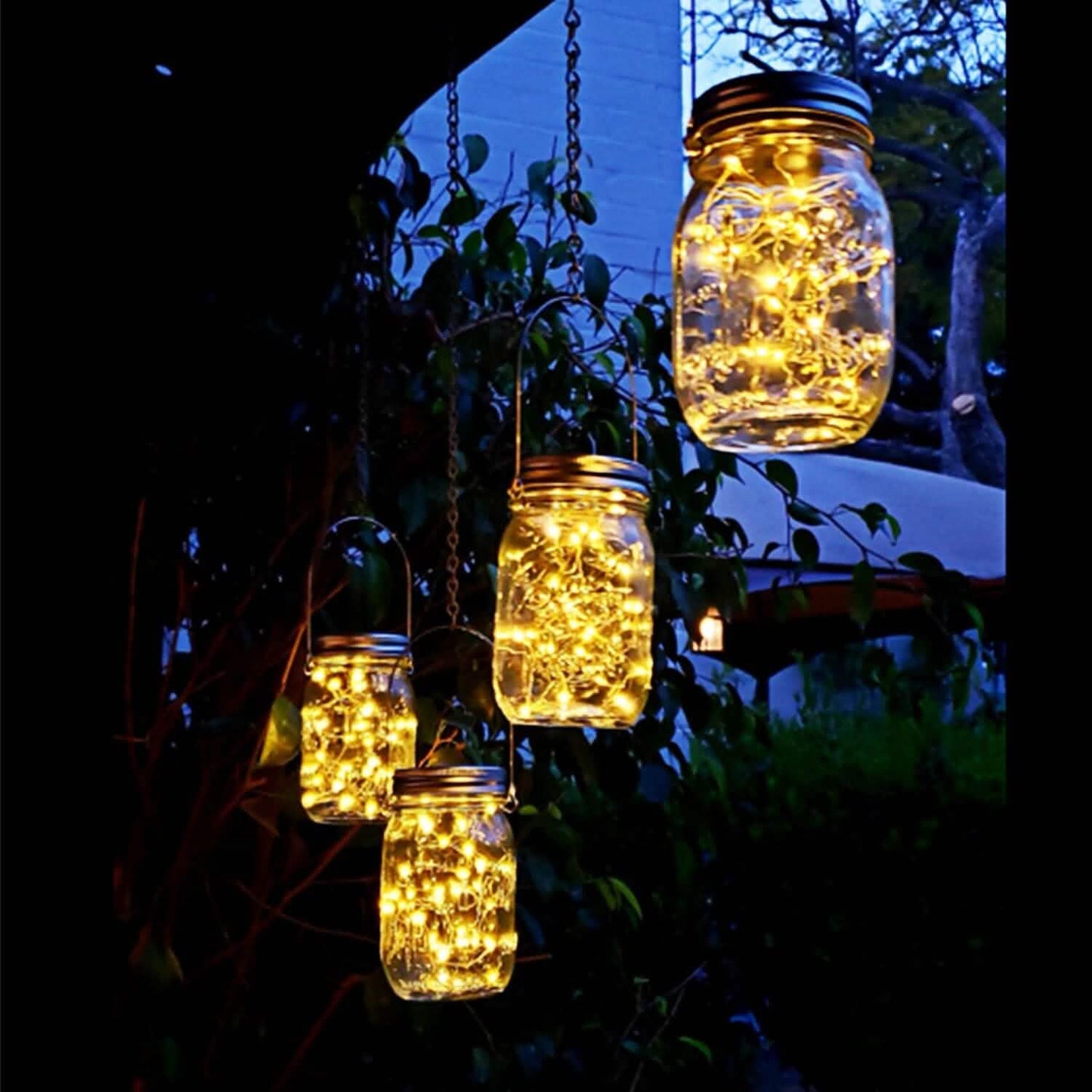 6-Pieces: Solar Powered Mason Jar Lid Lights 20 LEDs