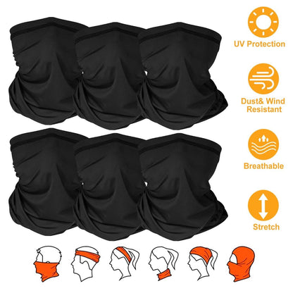 6-Pieces: Summer Neck Gaiter UV Sunscreen Protection Face Mask