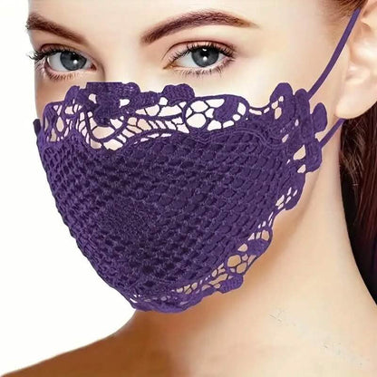 6-Pieces: Women's Printed Multicolor Lace Mask