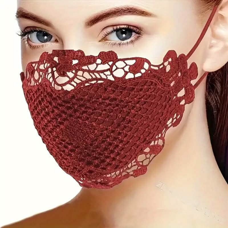 6-Pieces: Women's Printed Multicolor Lace Mask