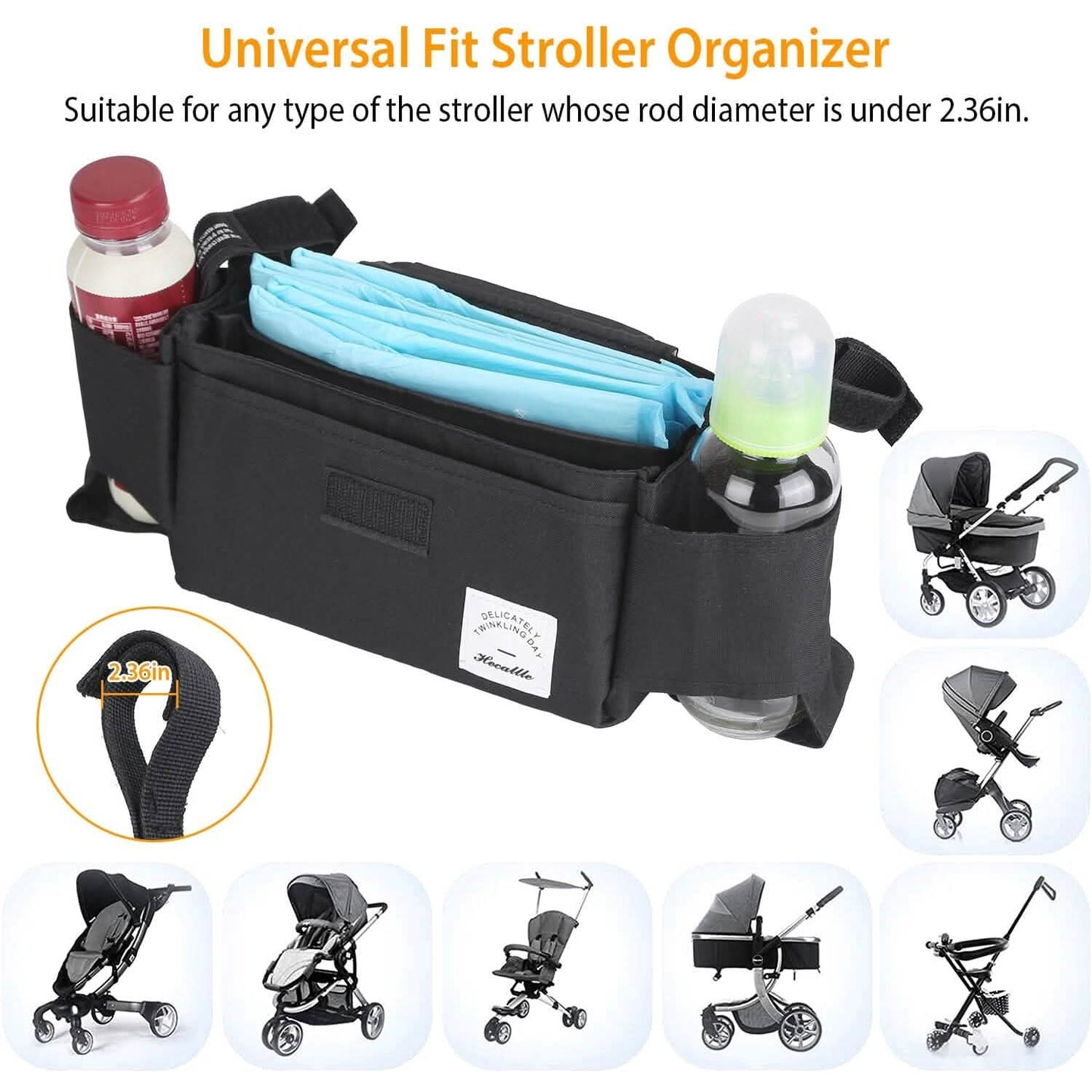 6-Pockets Baby Trolley Bag with Cup Holder