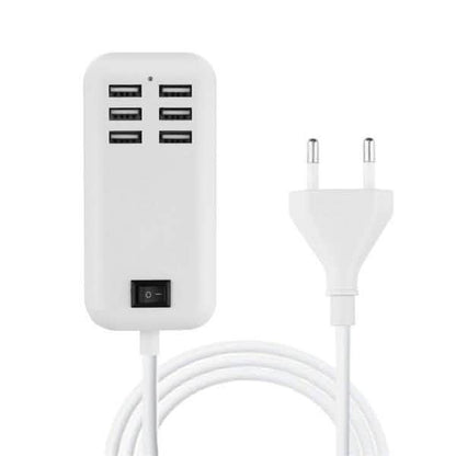 6-Ports USB-Powered Devices Wall Charger Power Adapter
